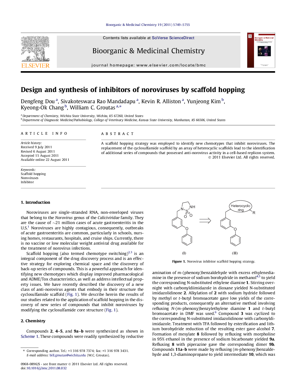 Design and synthesis of inhibitors of noroviruses by scaffold hopping