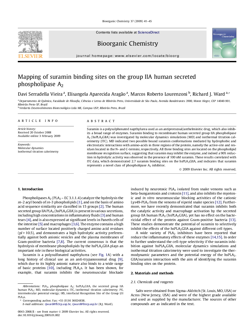 Mapping of suramin binding sites on the group IIA human secreted phospholipase A2