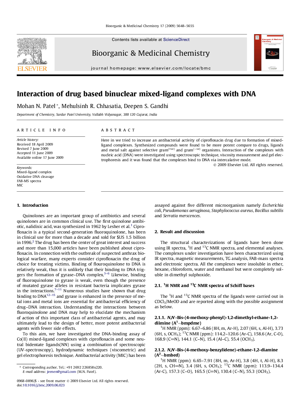 Interaction of drug based binuclear mixed-ligand complexes with DNA