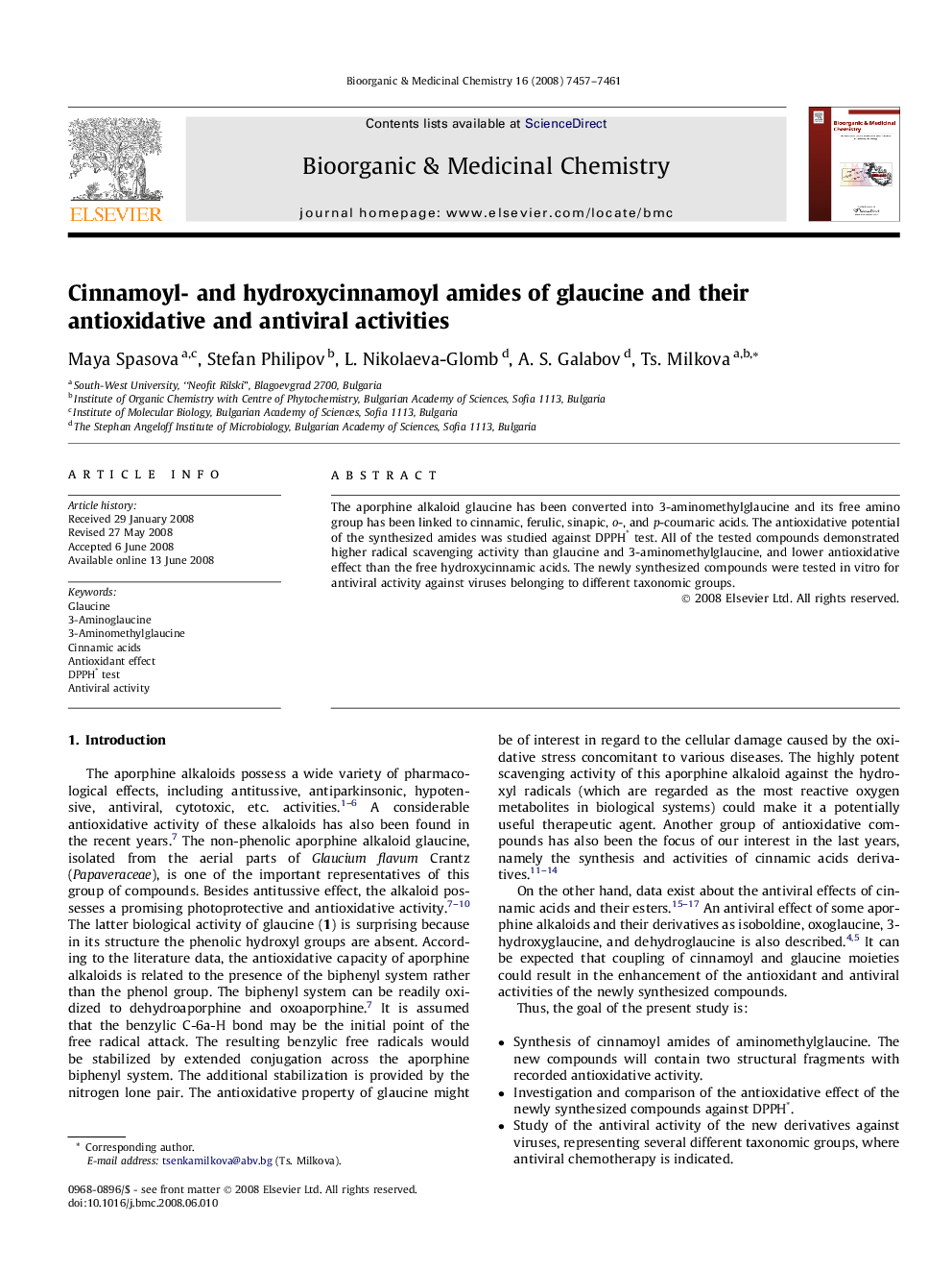 Cinnamoyl- and hydroxycinnamoyl amides of glaucine and their antioxidative and antiviral activities