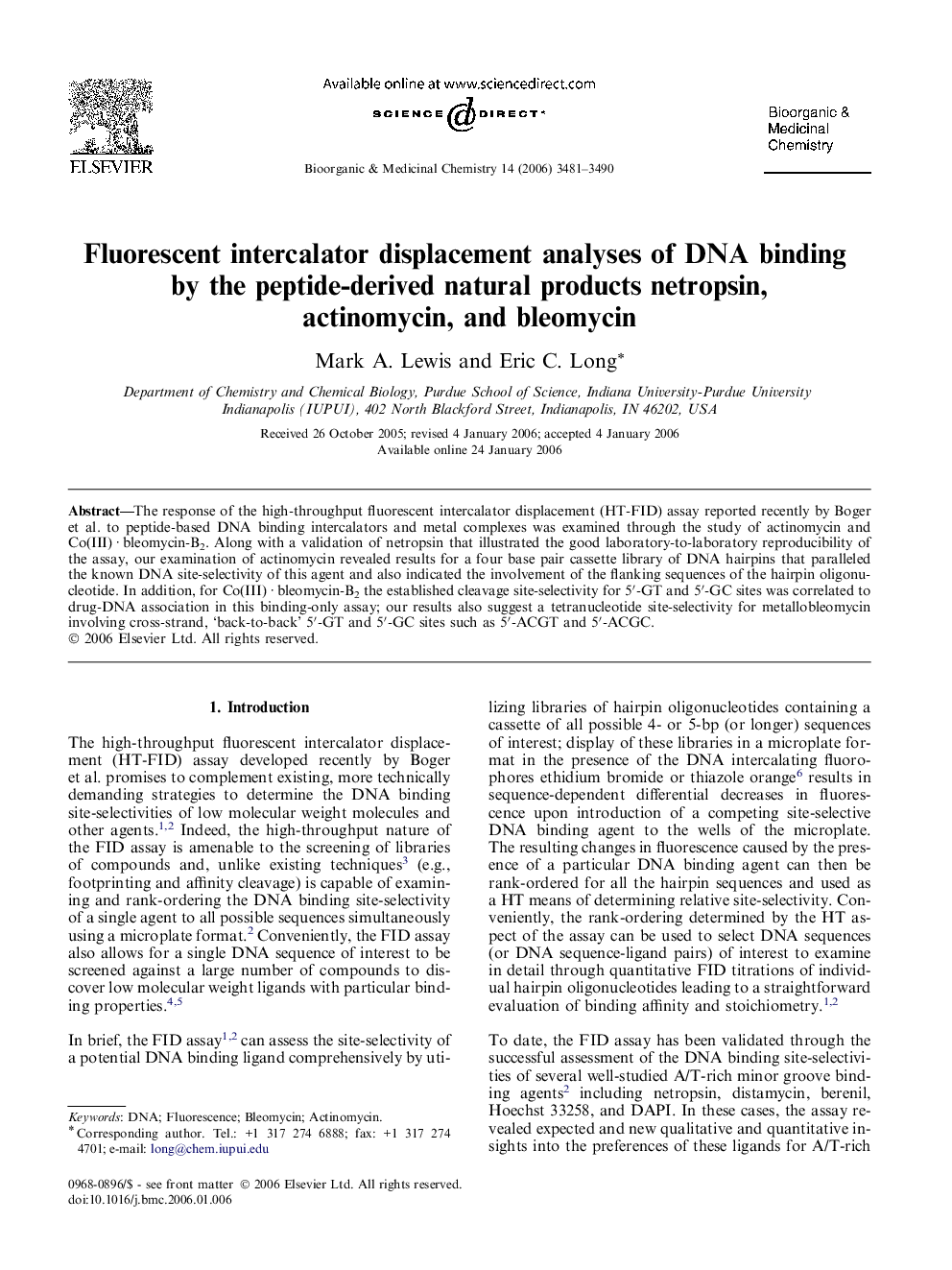 Fluorescent intercalator displacement analyses of DNA binding by the peptide-derived natural products netropsin, actinomycin, and bleomycin