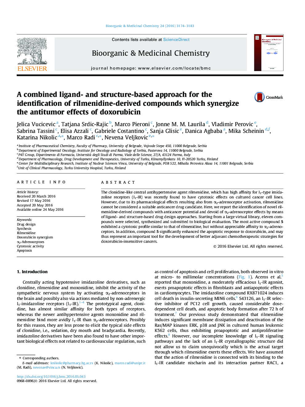 یک رویکرد مبتنی بر لیگاند و ساختار ترکیبی برای شناسایی ترکیبات حاصل از ریلمنیدین که اثرات ضد تومور دوکسوروبیسین را هموار می کند 