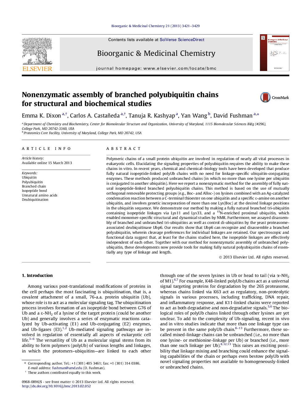 Nonenzymatic assembly of branched polyubiquitin chains for structural and biochemical studies