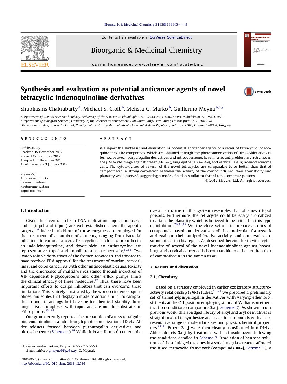 Synthesis and evaluation as potential anticancer agents of novel tetracyclic indenoquinoline derivatives