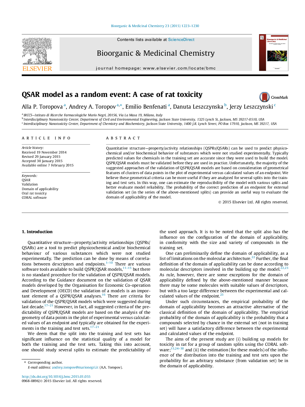 QSAR model as a random event: A case of rat toxicity