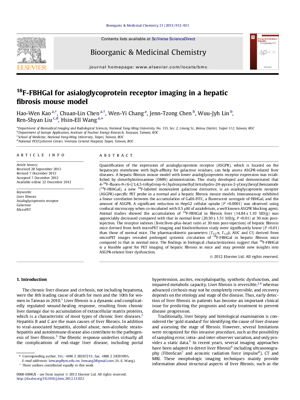 18F-FBHGal for asialoglycoprotein receptor imaging in a hepatic fibrosis mouse model