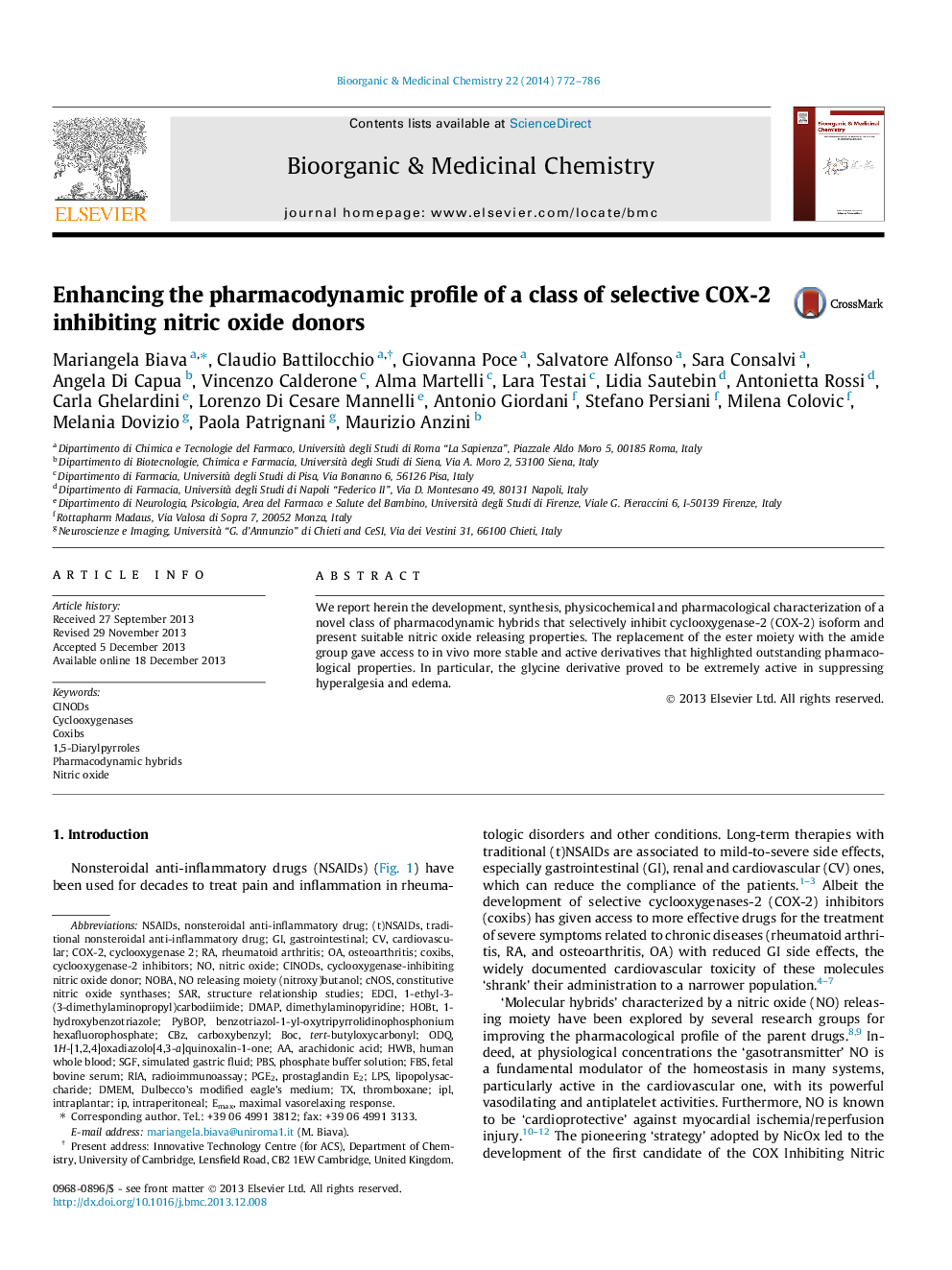 Enhancing the pharmacodynamic profile of a class of selective COX-2 inhibiting nitric oxide donors