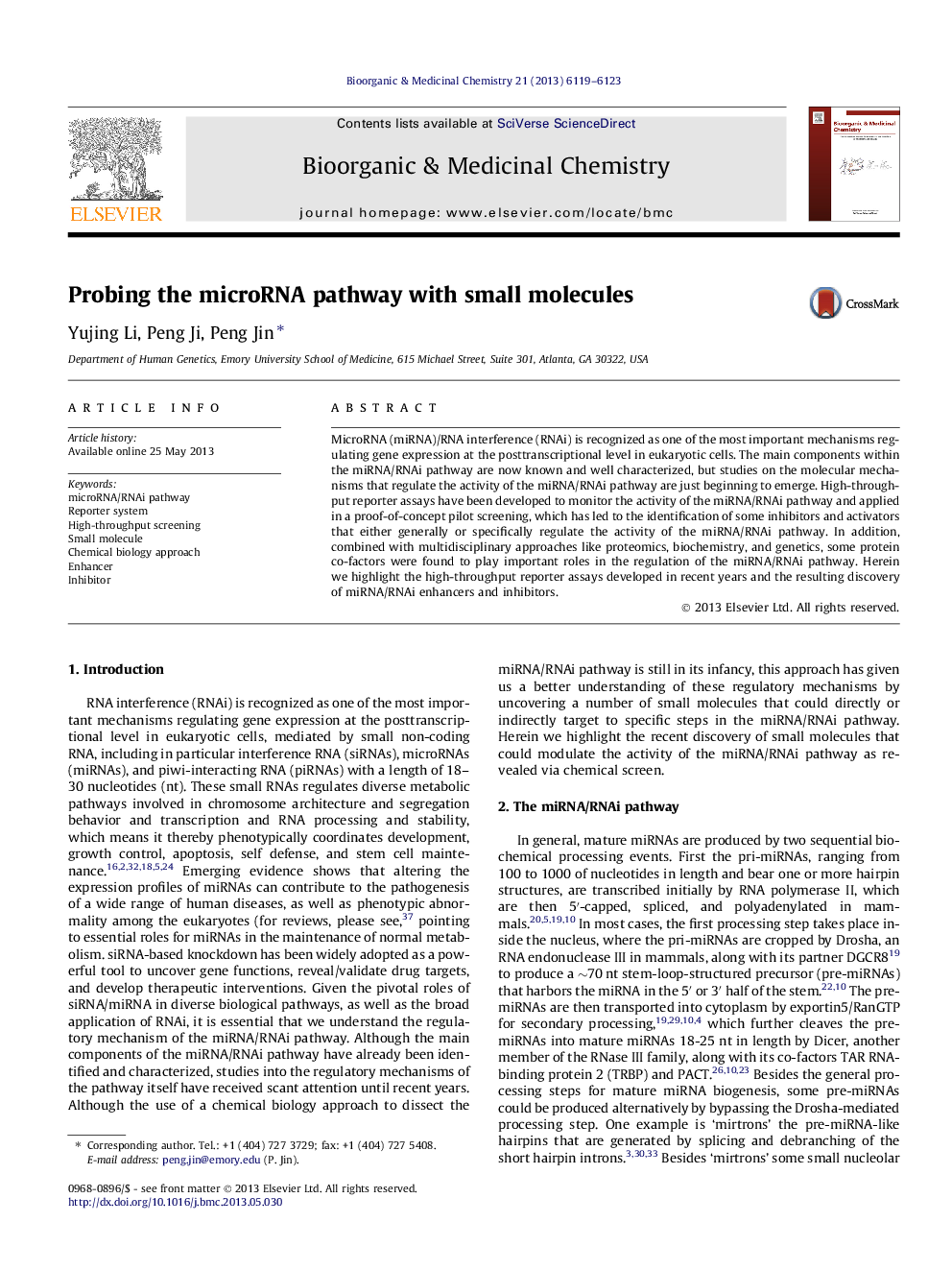 Probing the microRNA pathway with small molecules