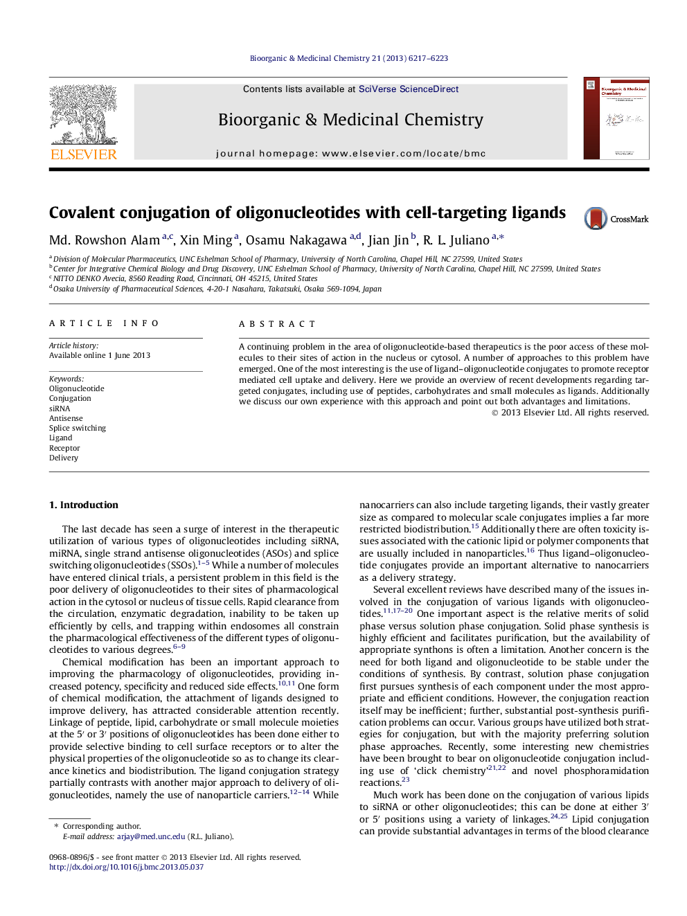 Covalent conjugation of oligonucleotides with cell-targeting ligands