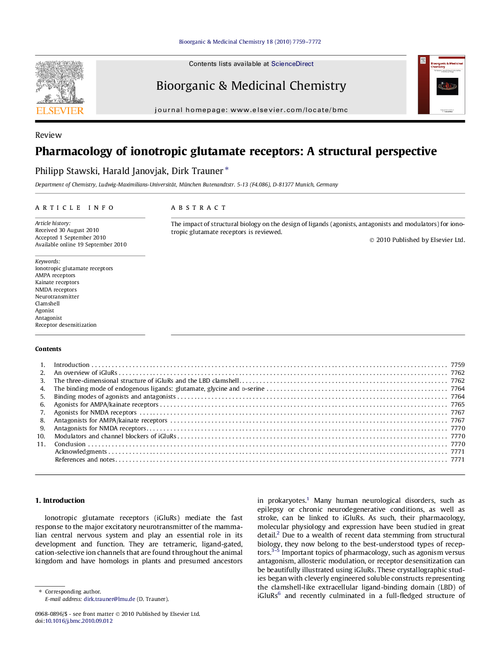 Pharmacology of ionotropic glutamate receptors: A structural perspective