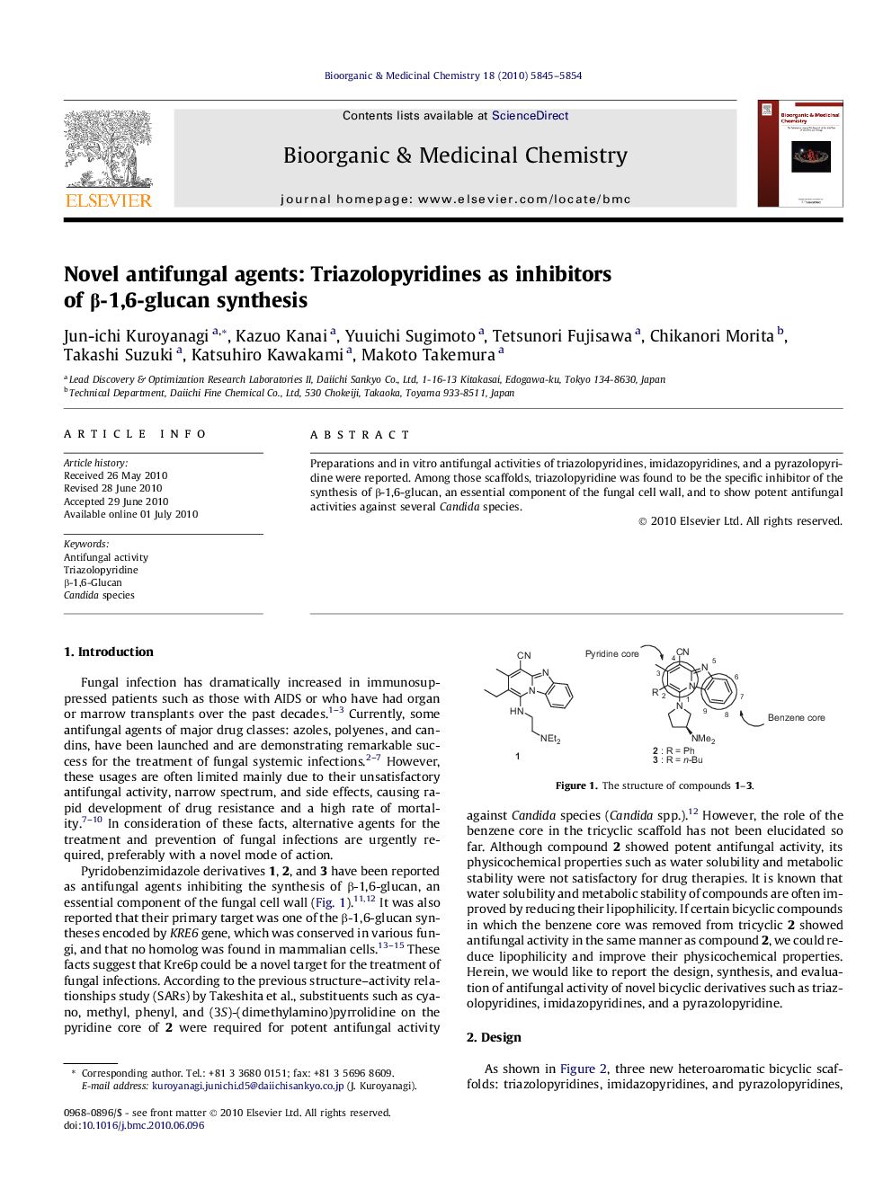 Novel antifungal agents: Triazolopyridines as inhibitors of β-1,6-glucan synthesis