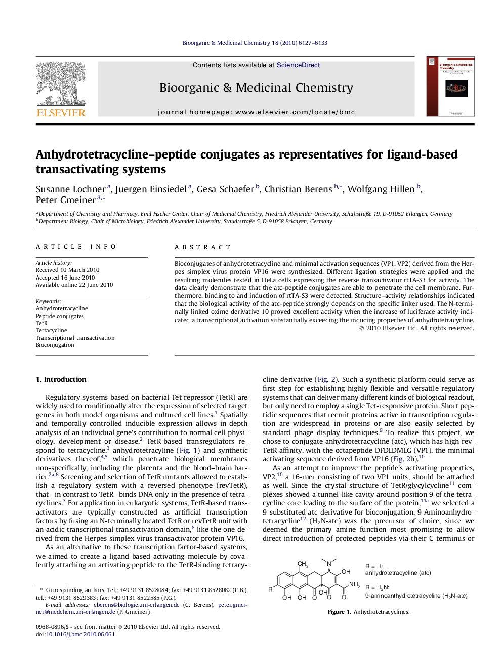 Anhydrotetracycline–peptide conjugates as representatives for ligand-based transactivating systems