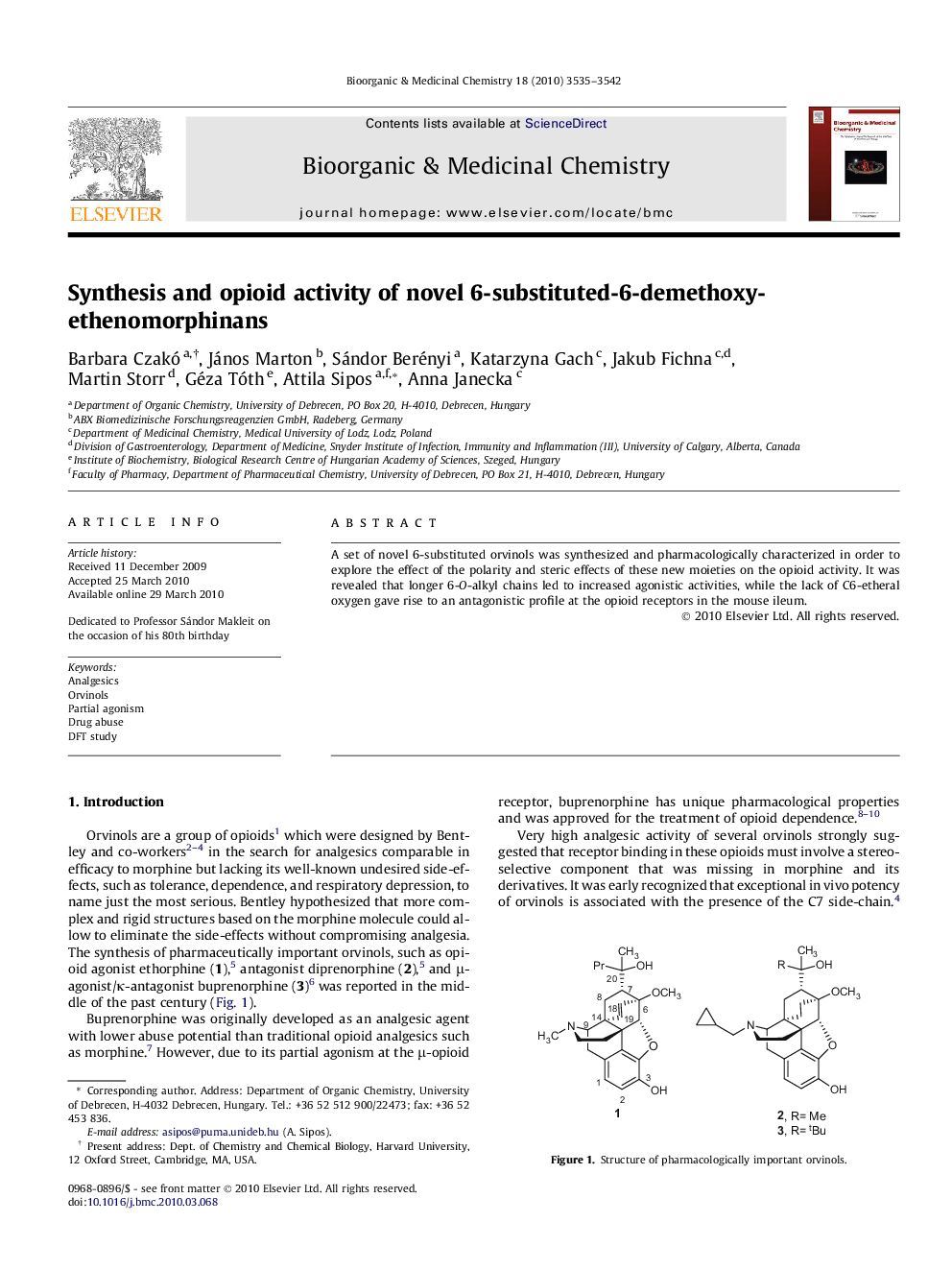 Synthesis and opioid activity of novel 6-substituted-6-demethoxy-ethenomorphinans