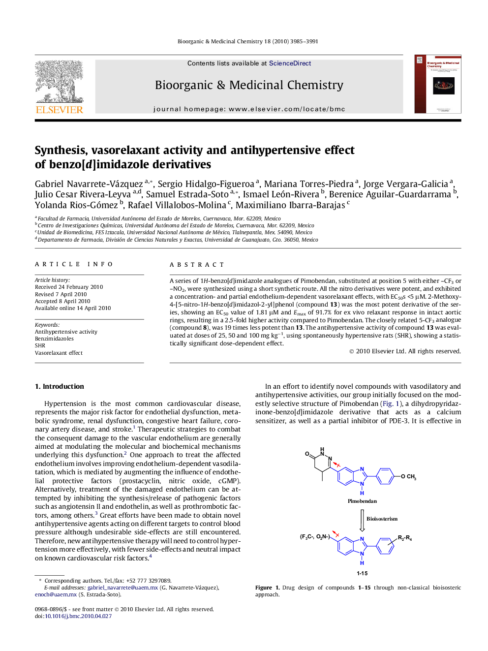 Synthesis, vasorelaxant activity and antihypertensive effect of benzo[d]imidazole derivatives