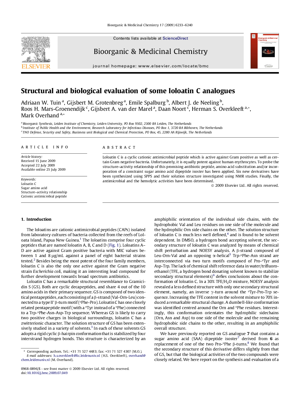 Structural and biological evaluation of some loloatin C analogues