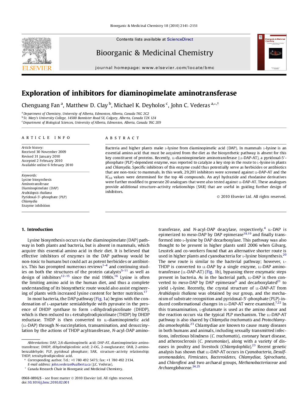 Exploration of inhibitors for diaminopimelate aminotransferase