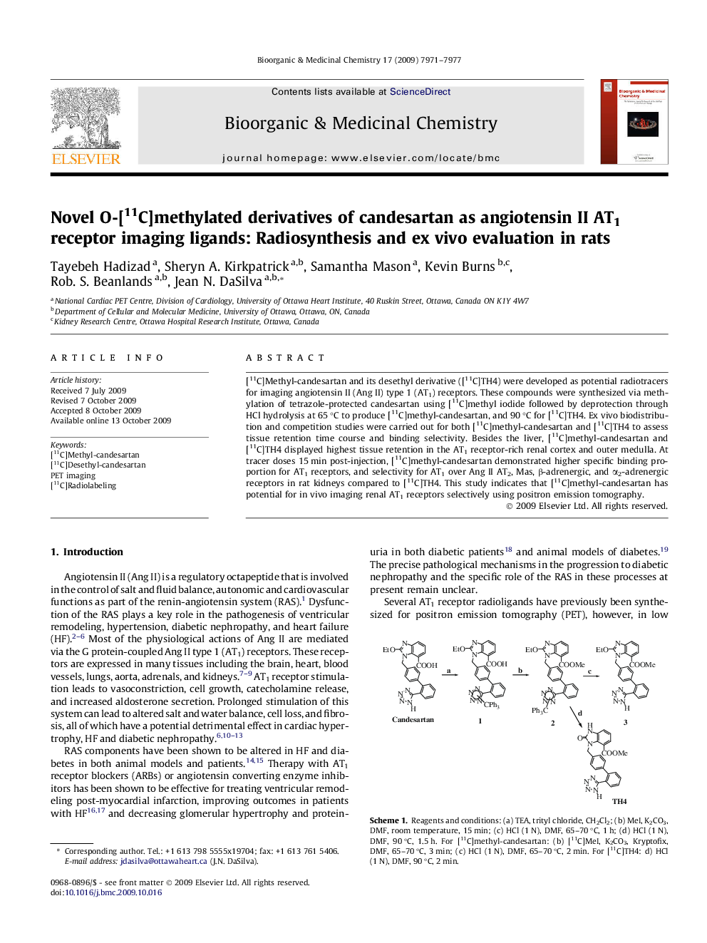 Novel O-[11C]methylated derivatives of candesartan as angiotensin II AT1 receptor imaging ligands: Radiosynthesis and ex vivo evaluation in rats