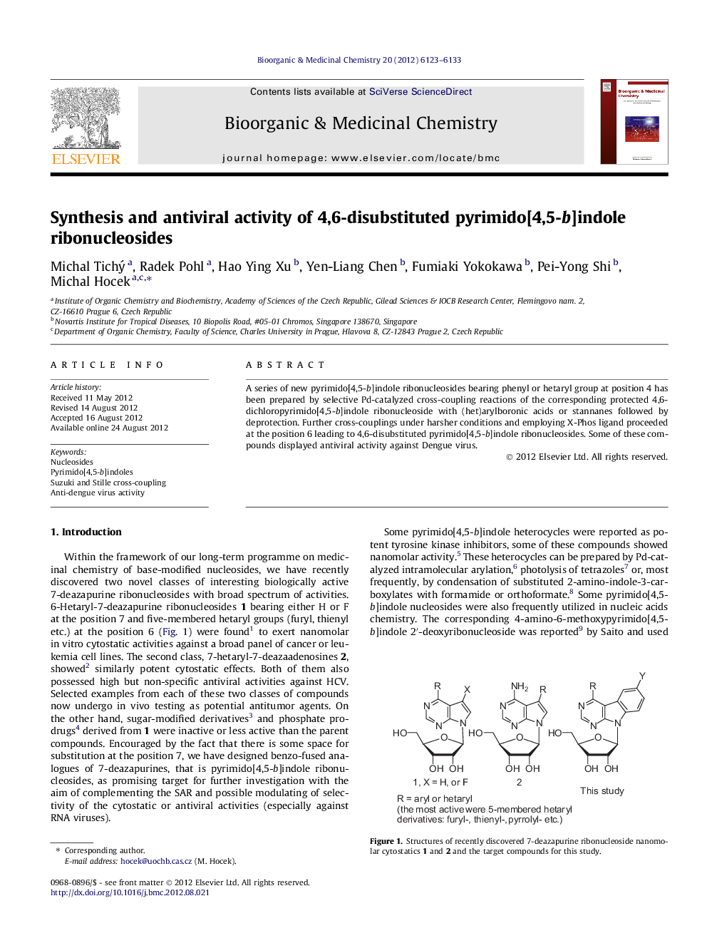 Synthesis and antiviral activity of 4,6-disubstituted pyrimido[4,5-b]indole ribonucleosides