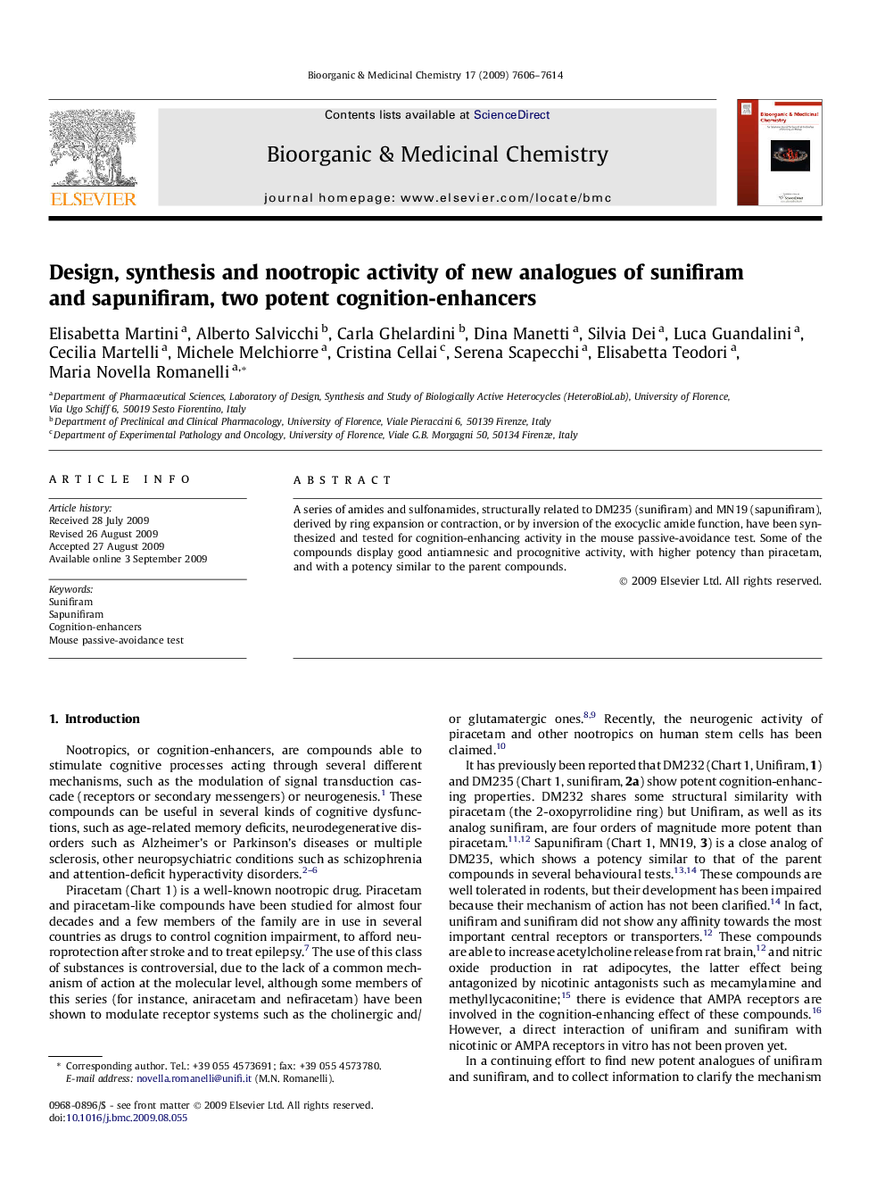 عکس صفحه اول مقاله: Design, synthesis and nootropic activity of new analogues of sunifiram and sapunifiram, two potent cognition-enhancers Design, synthesis and nootropic activity of new analogues of sunifiram and sapunifiram, two potent cognition-enhancers