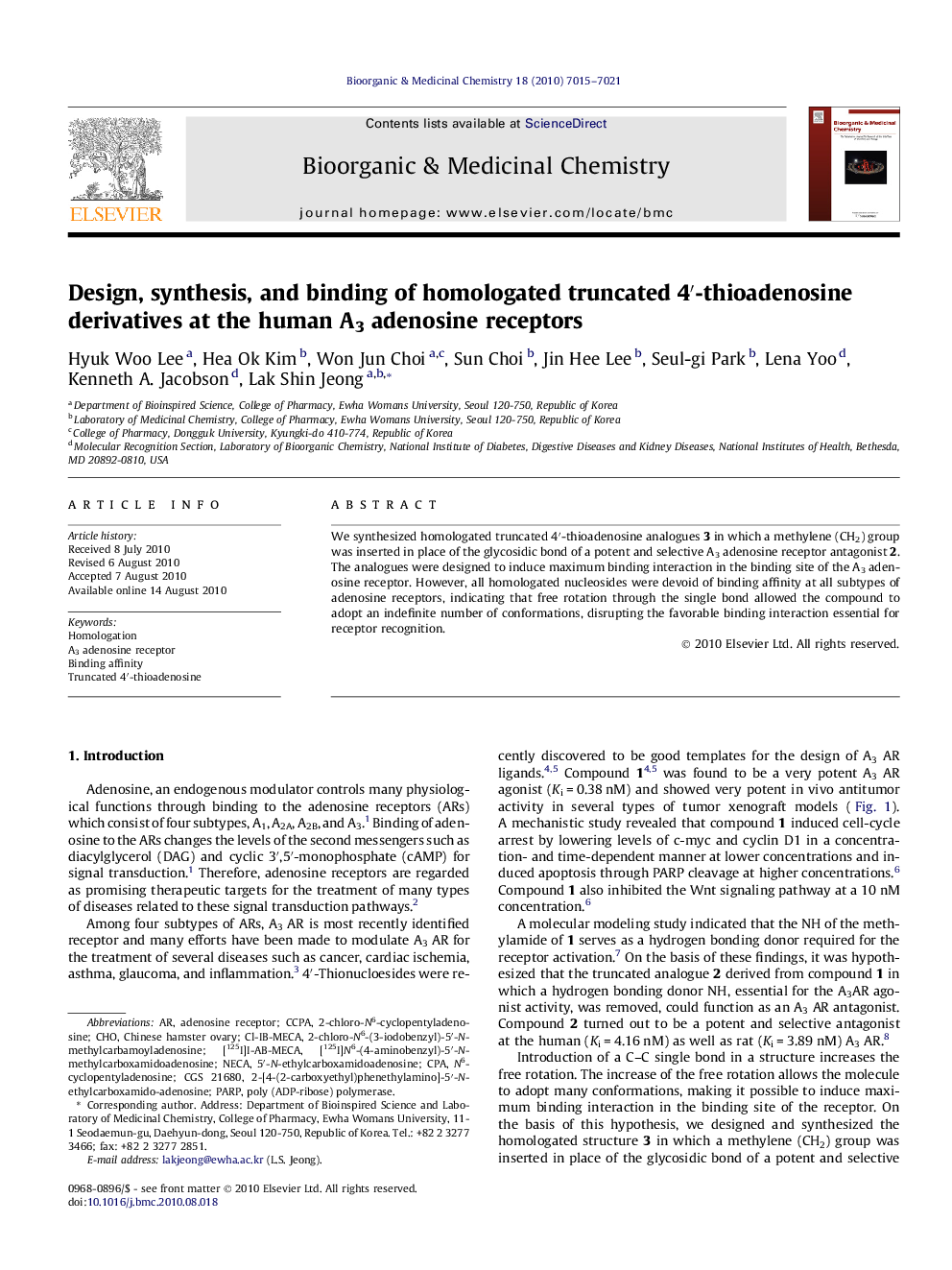 Design, synthesis, and binding of homologated truncated 4′-thioadenosine derivatives at the human A3 adenosine receptors