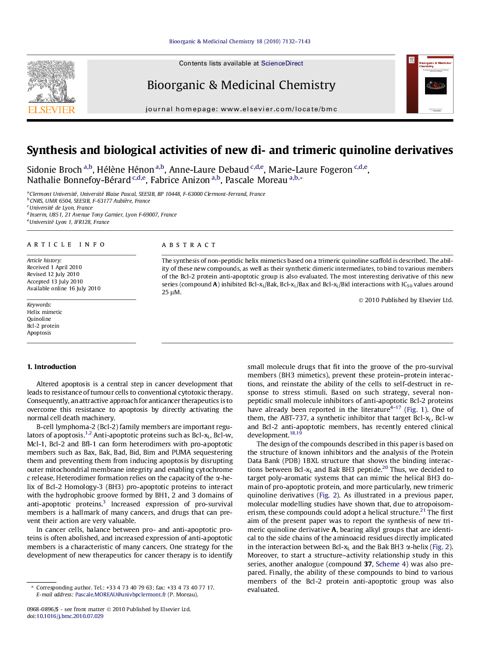 Synthesis and biological activities of new di- and trimeric quinoline derivatives