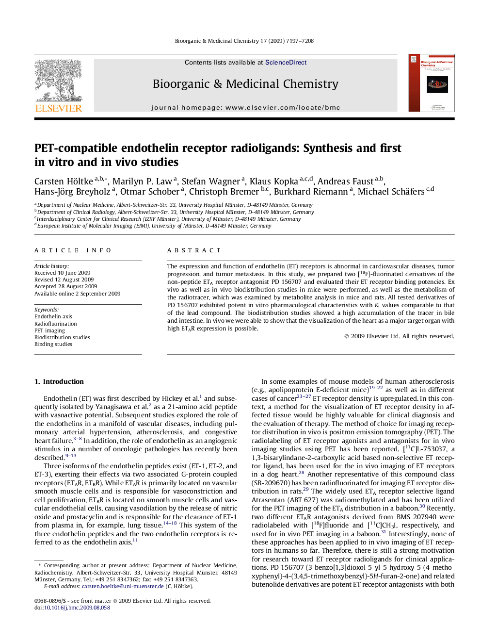 PET-compatible endothelin receptor radioligands: Synthesis and first in vitro and in vivo studies