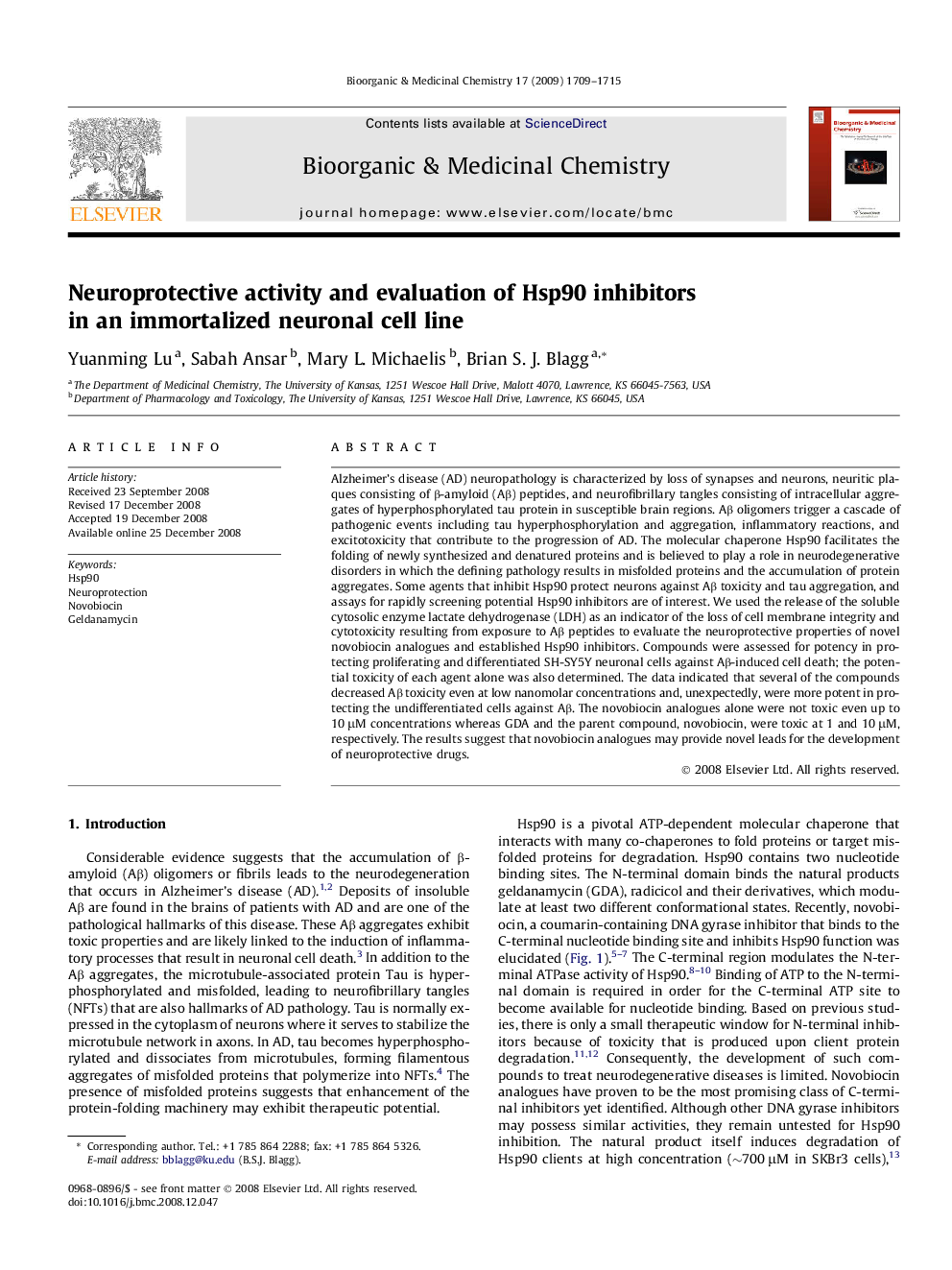 Neuroprotective activity and evaluation of Hsp90 inhibitors in an immortalized neuronal cell line