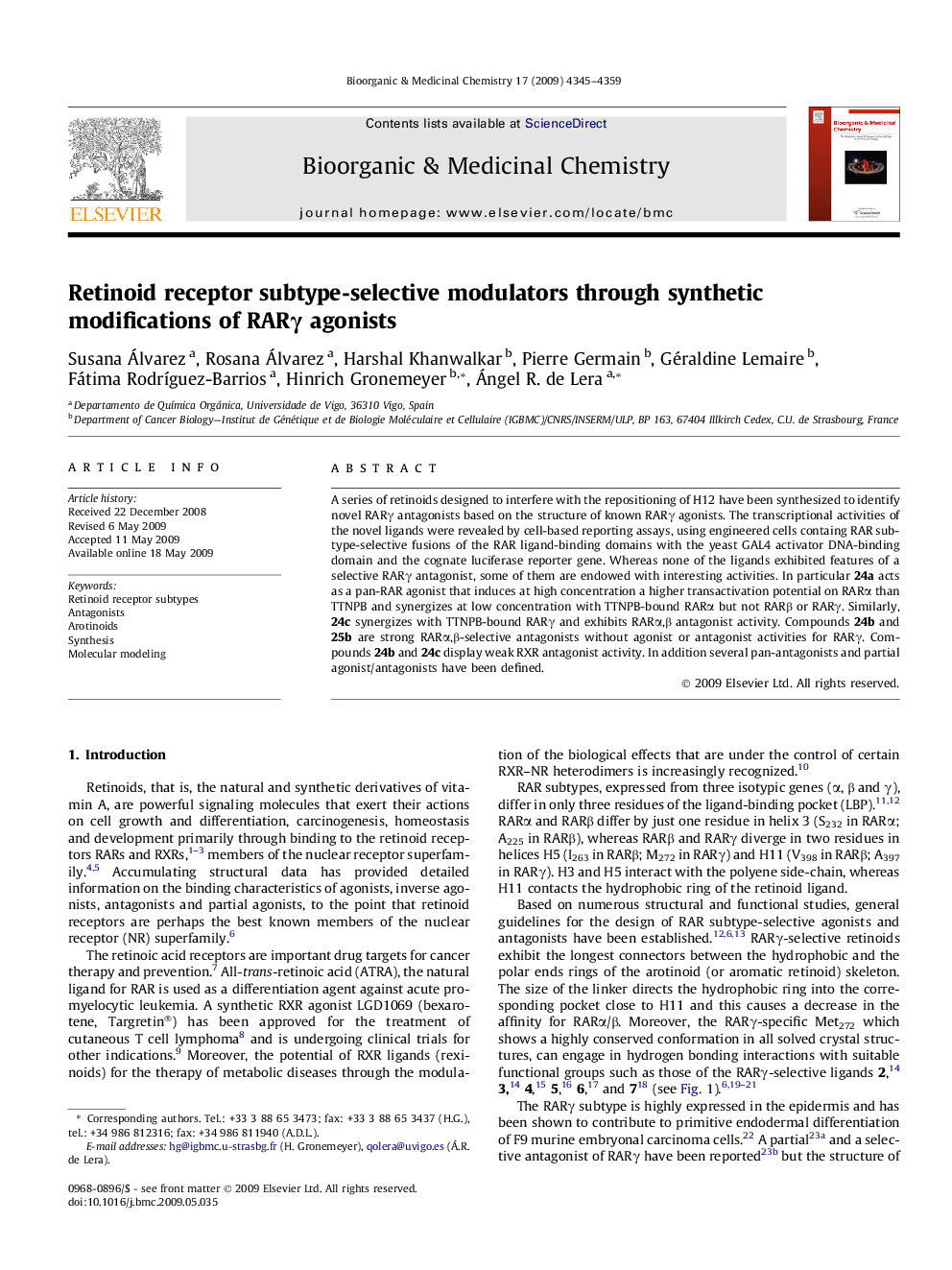 Retinoid receptor subtype-selective modulators through synthetic modifications of RARγ agonists