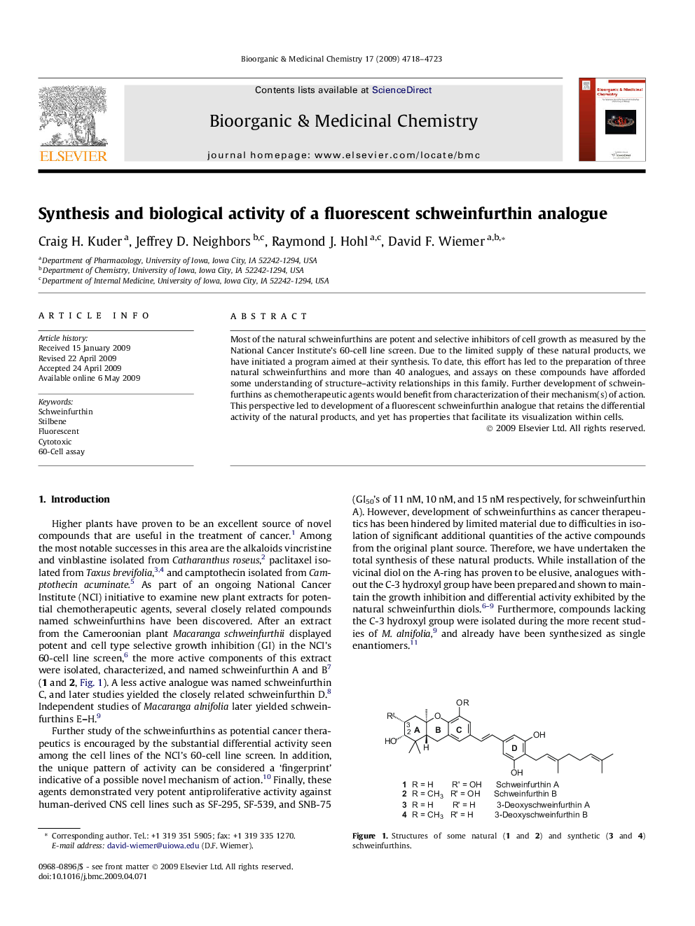 Synthesis and biological activity of a fluorescent schweinfurthin analogue