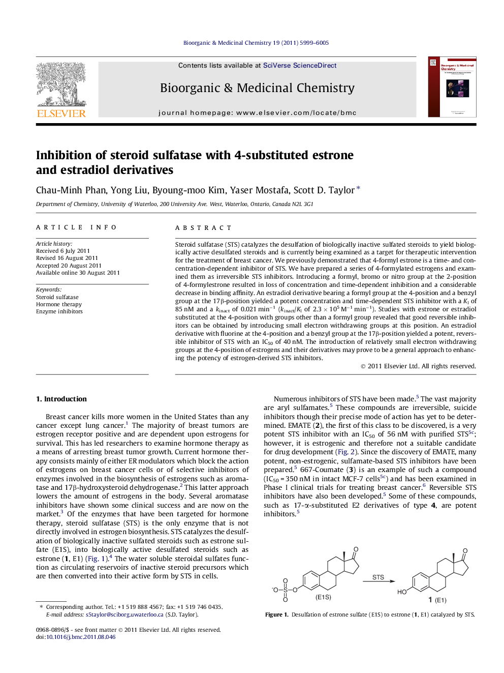 Inhibition of steroid sulfatase with 4-substituted estrone and estradiol derivatives