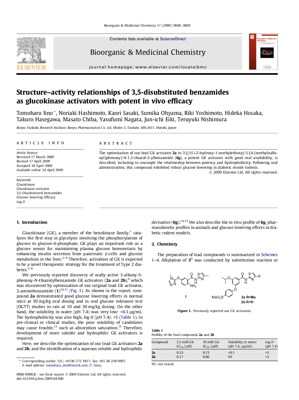 Structure–activity relationships of 3,5-disubstituted benzamides as glucokinase activators with potent in vivo efficacy