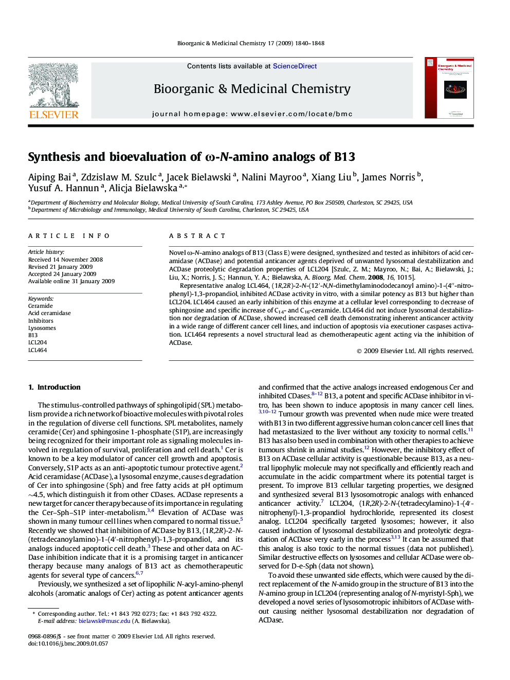 Synthesis and bioevaluation of ω-N-amino analogs of B13