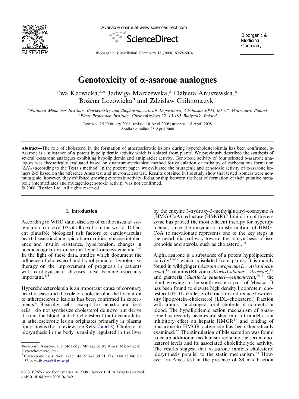 Genotoxicity of α-asarone analogues