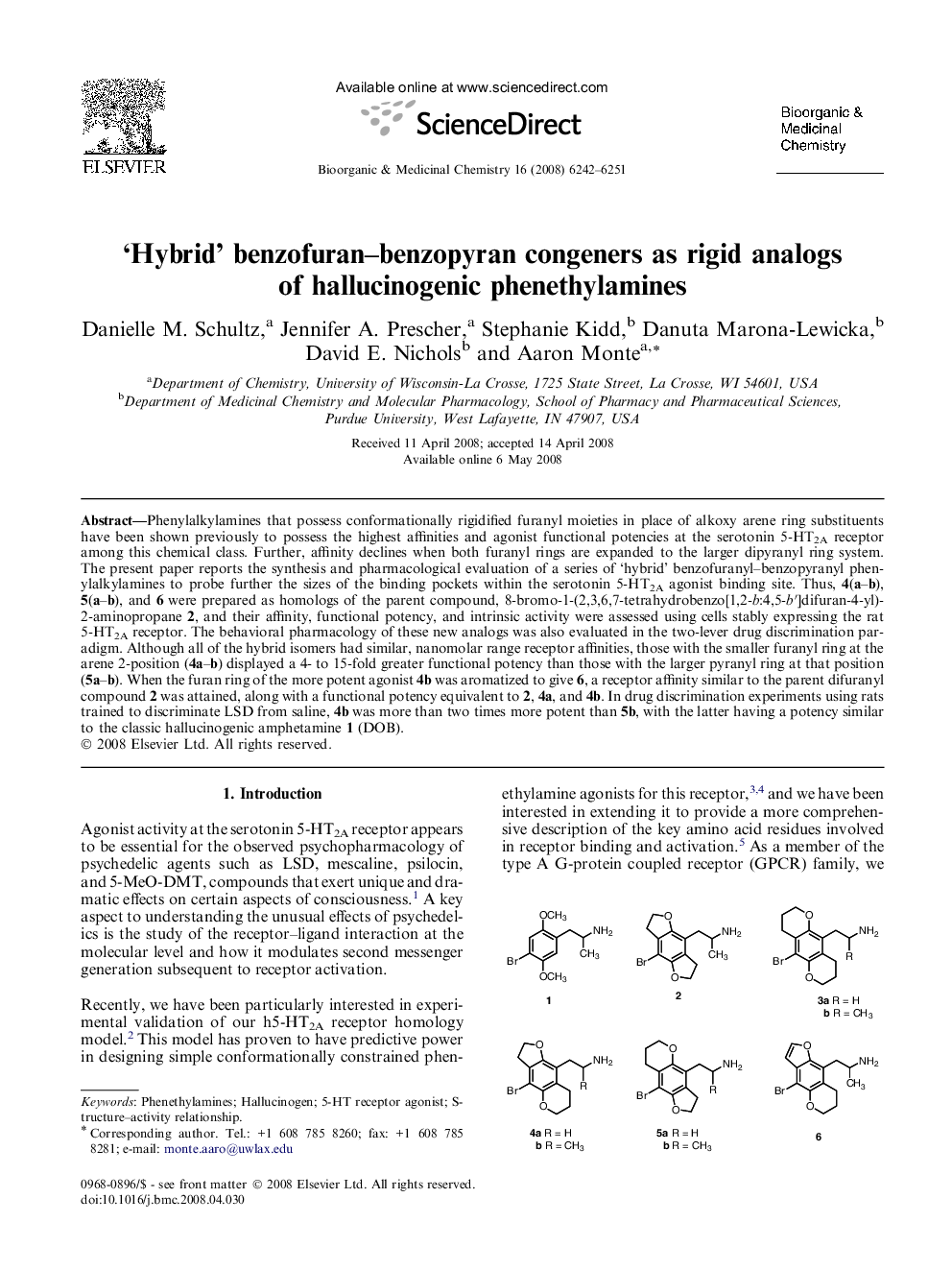 ‘Hybrid’ benzofuran–benzopyran congeners as rigid analogs of hallucinogenic phenethylamines