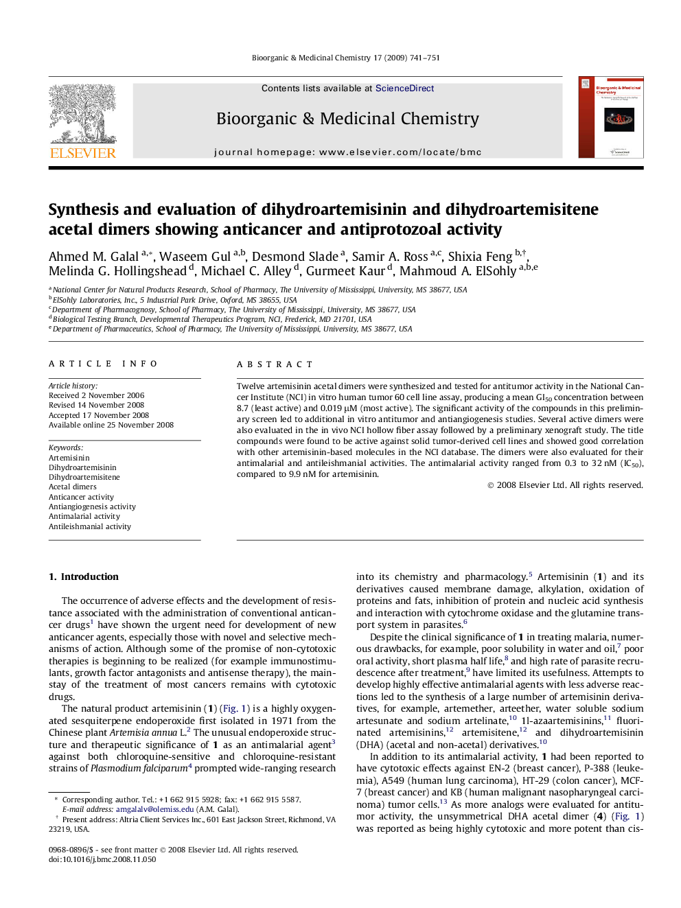 Synthesis and evaluation of dihydroartemisinin and dihydroartemisitene acetal dimers showing anticancer and antiprotozoal activity