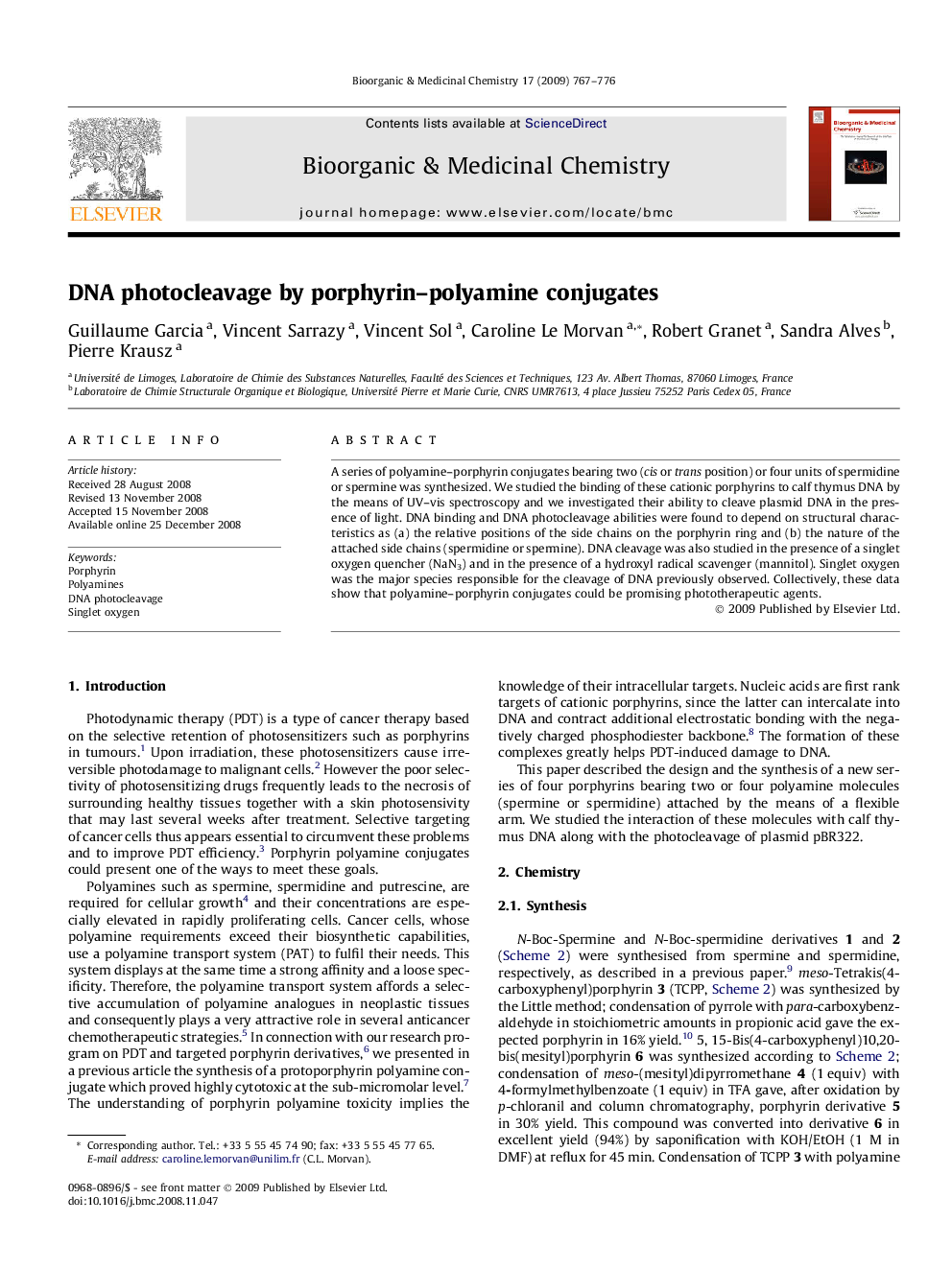 DNA photocleavage by porphyrin–polyamine conjugates