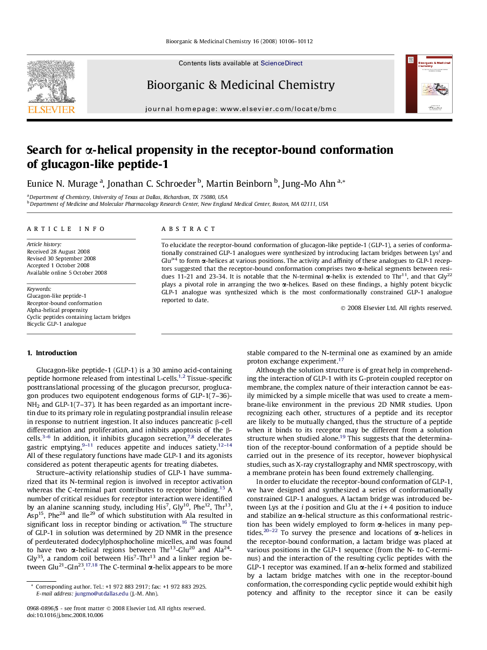 Search for α-helical propensity in the receptor-bound conformation of glucagon-like peptide-1