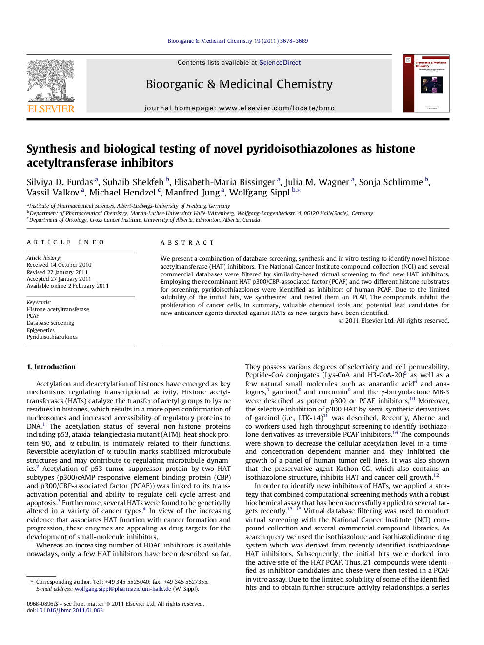 Synthesis and biological testing of novel pyridoisothiazolones as histone acetyltransferase inhibitors