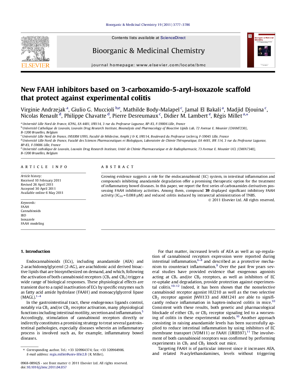 New FAAH inhibitors based on 3-carboxamido-5-aryl-isoxazole scaffold that protect against experimental colitis