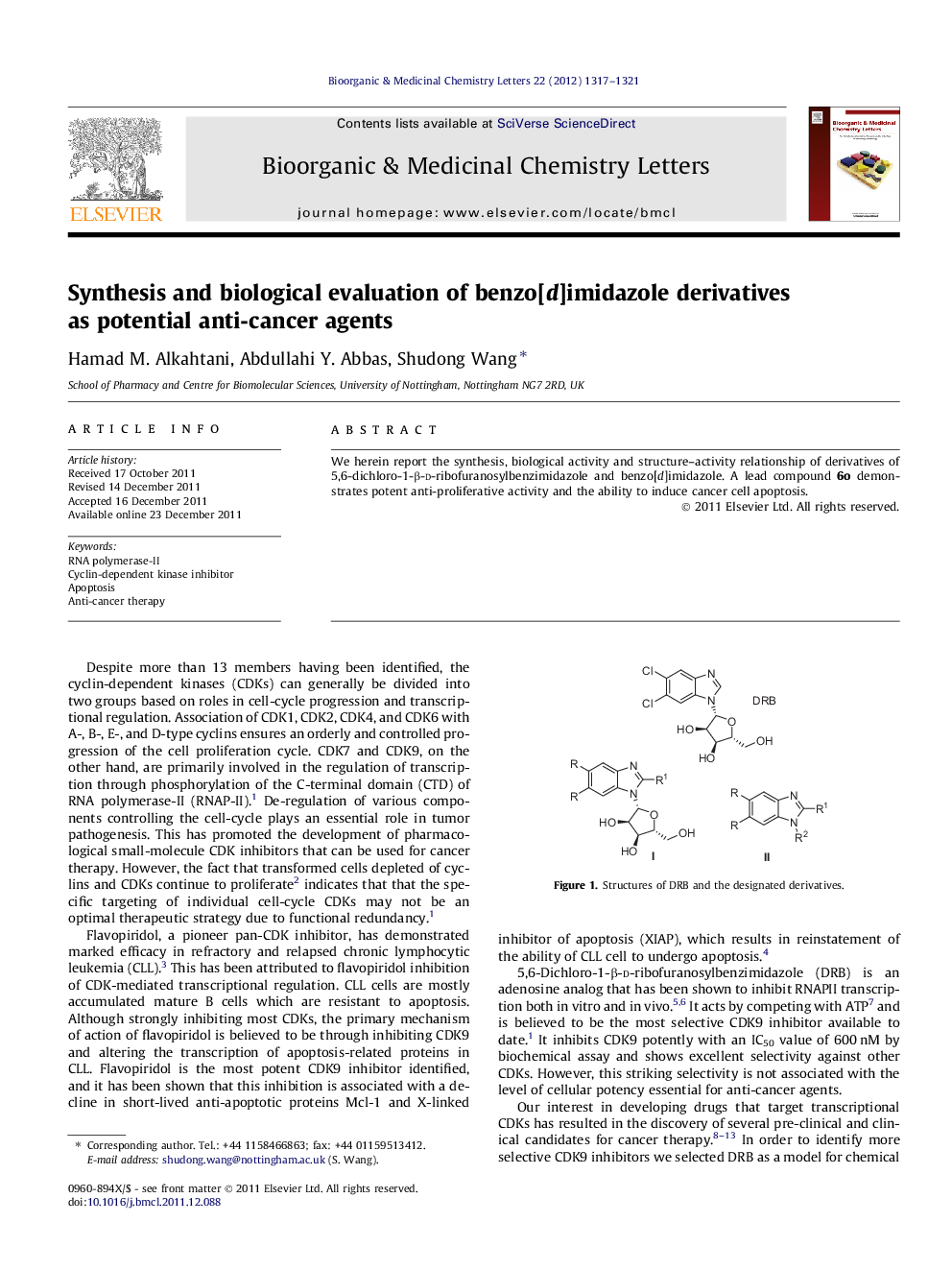 Synthesis and biological evaluation of benzo[d]imidazole derivatives as potential anti-cancer agents