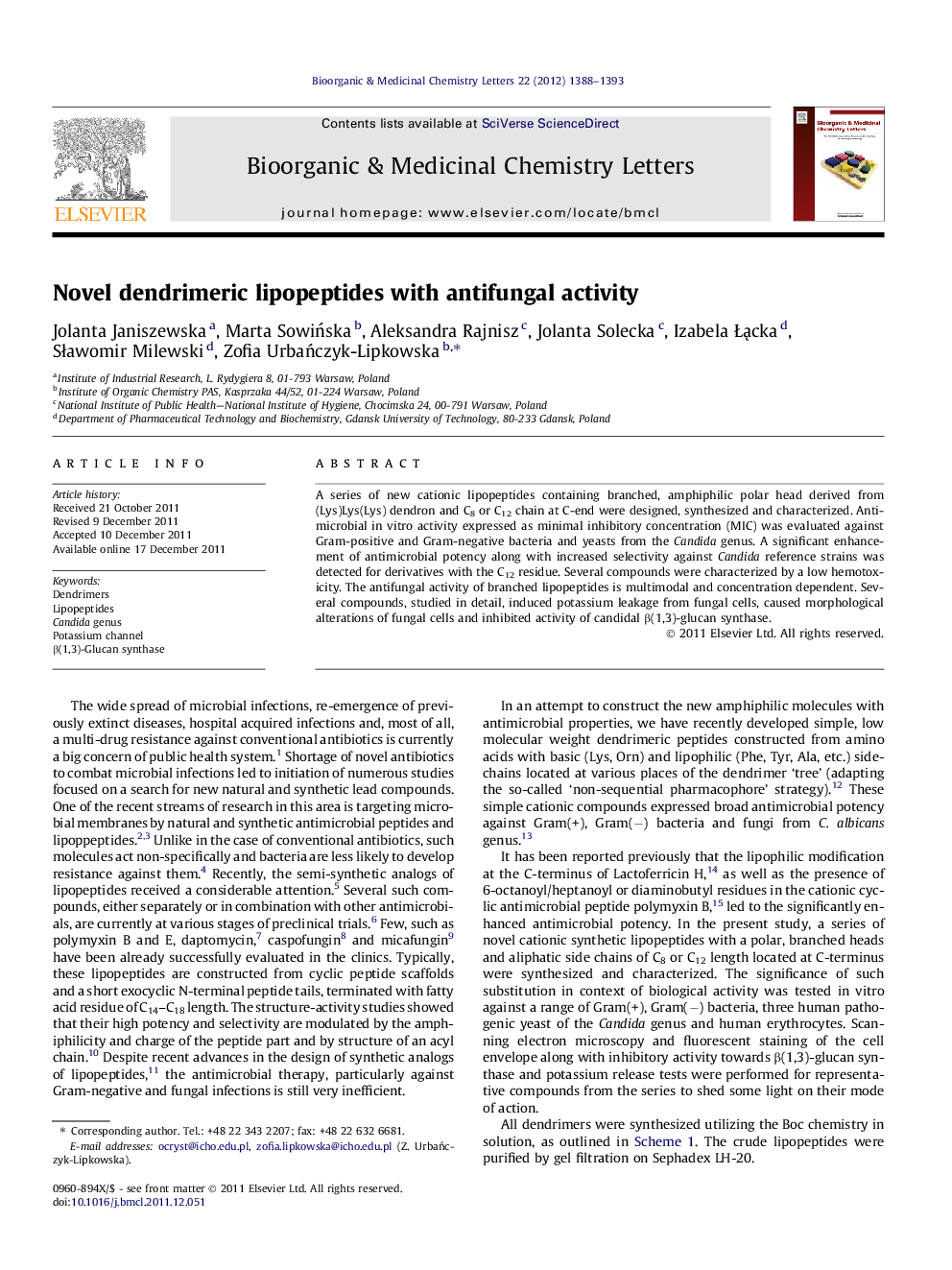 Novel dendrimeric lipopeptides with antifungal activity