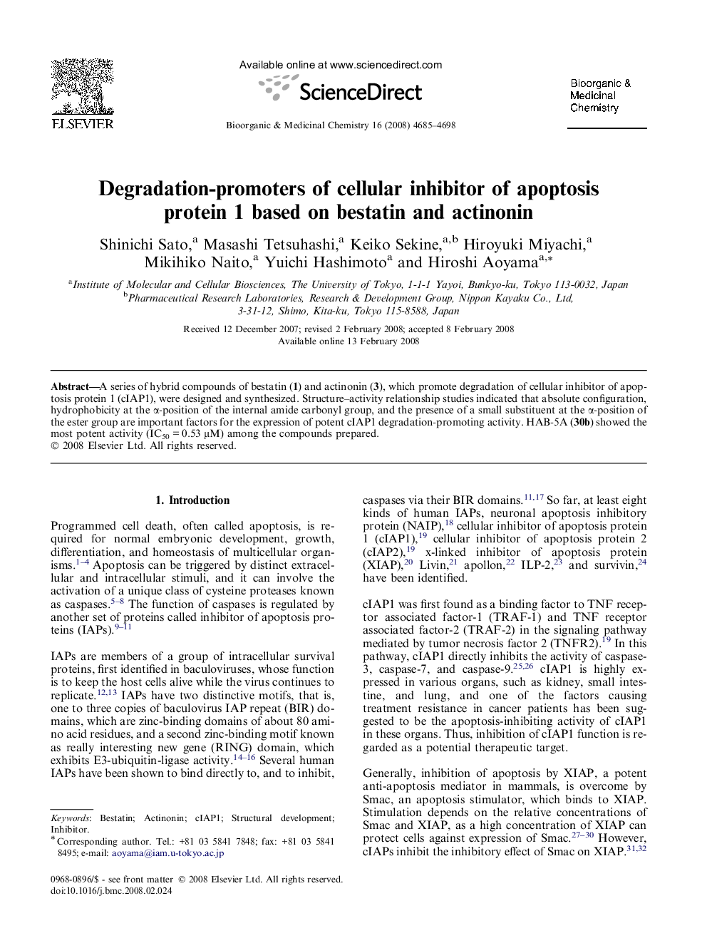 Degradation-promoters of cellular inhibitor of apoptosis protein 1 based on bestatin and actinonin