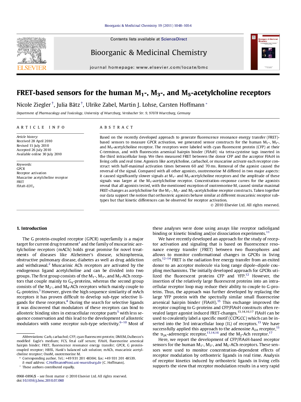 FRET-based sensors for the human M1-, M3-, and M5-acetylcholine receptors