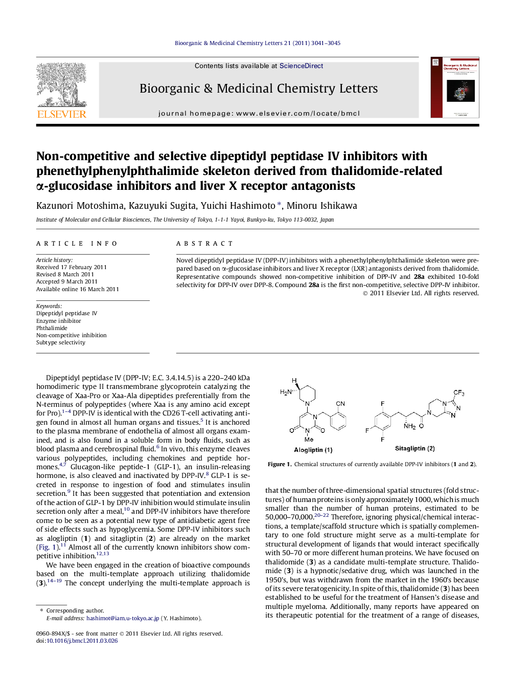 Non-competitive and selective dipeptidyl peptidase IV inhibitors with phenethylphenylphthalimide skeleton derived from thalidomide-related α-glucosidase inhibitors and liver X receptor antagonists