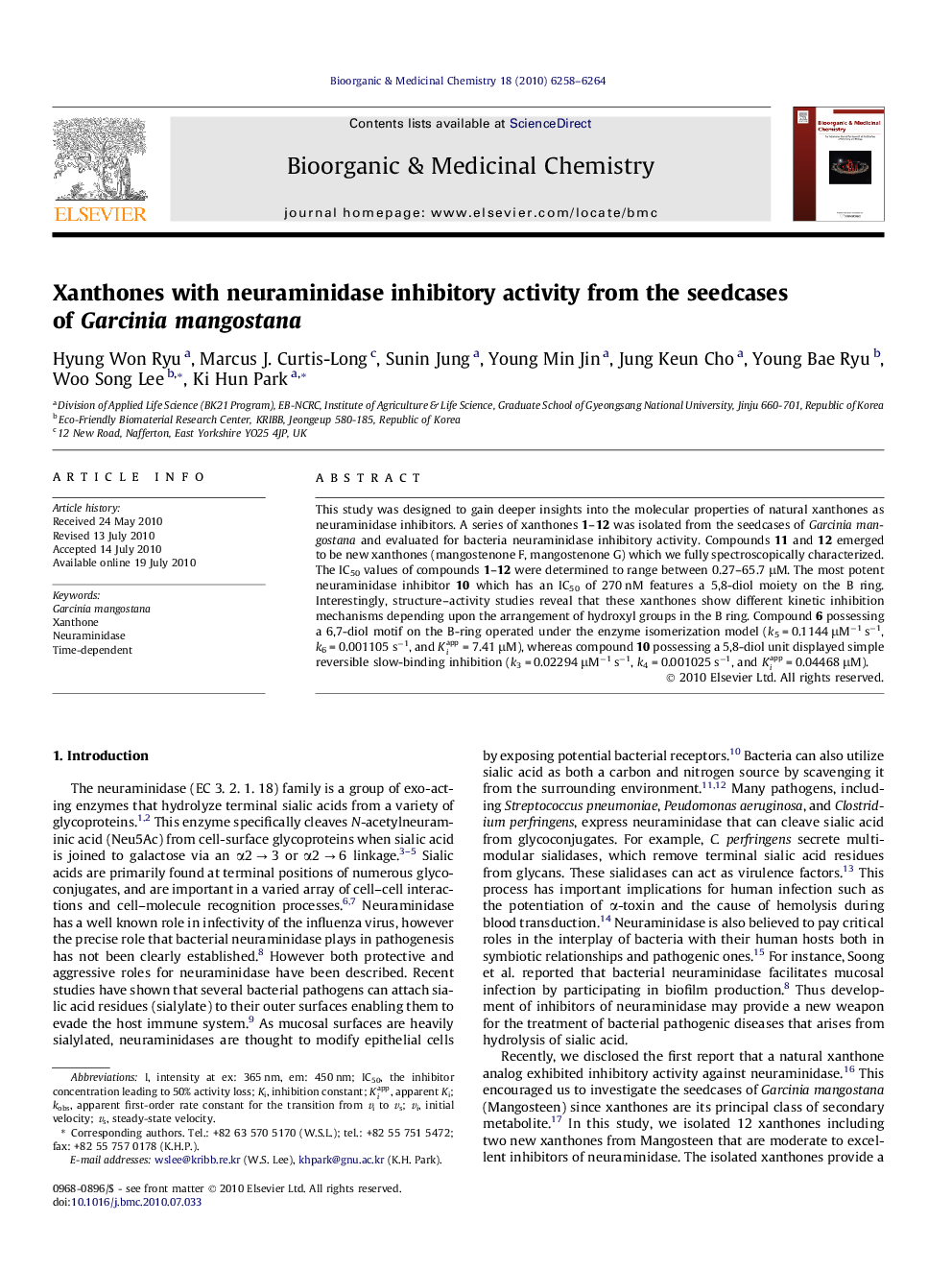 Xanthones with neuraminidase inhibitory activity from the seedcases of Garcinia mangostana