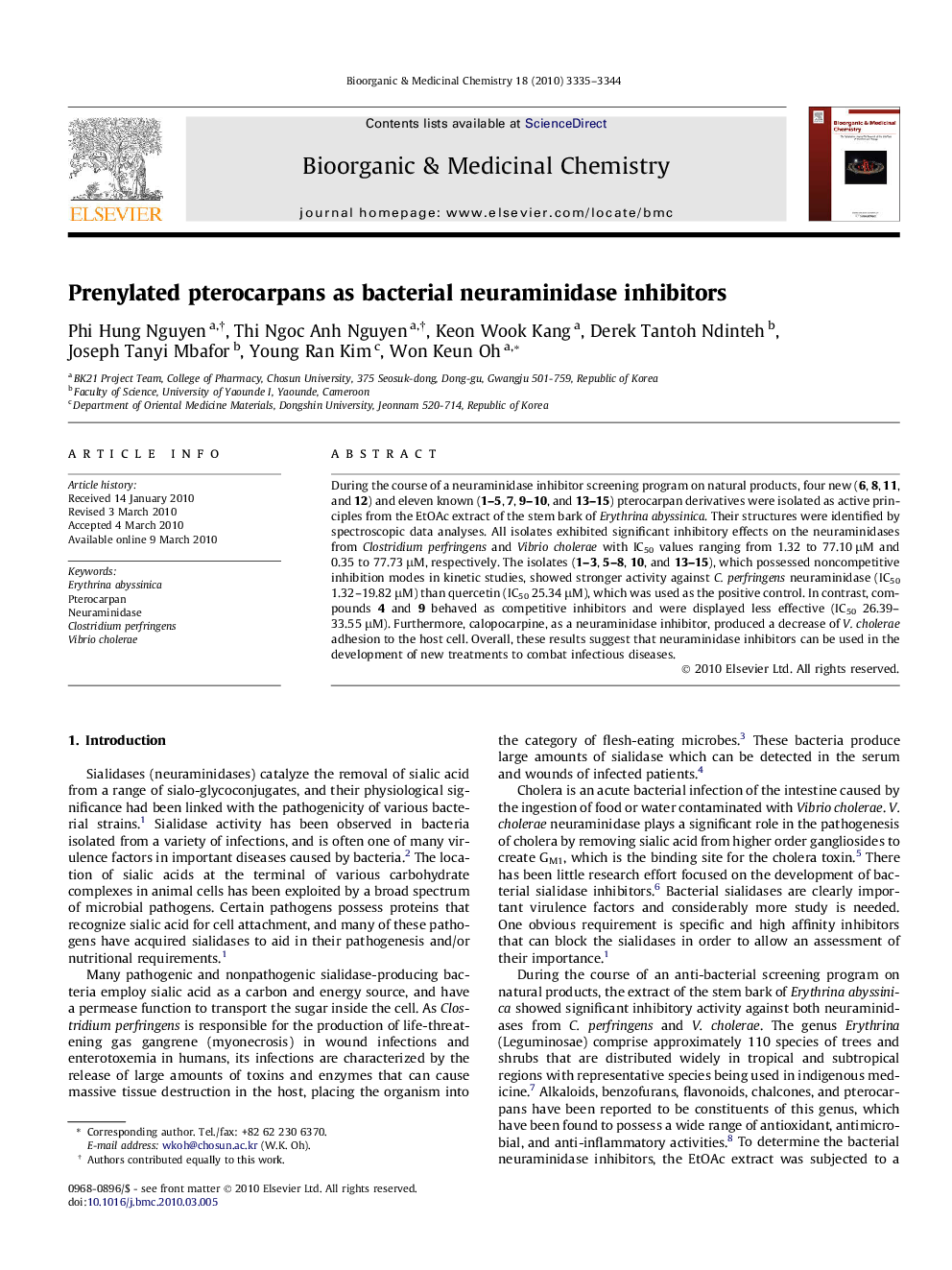 Prenylated pterocarpans as bacterial neuraminidase inhibitors