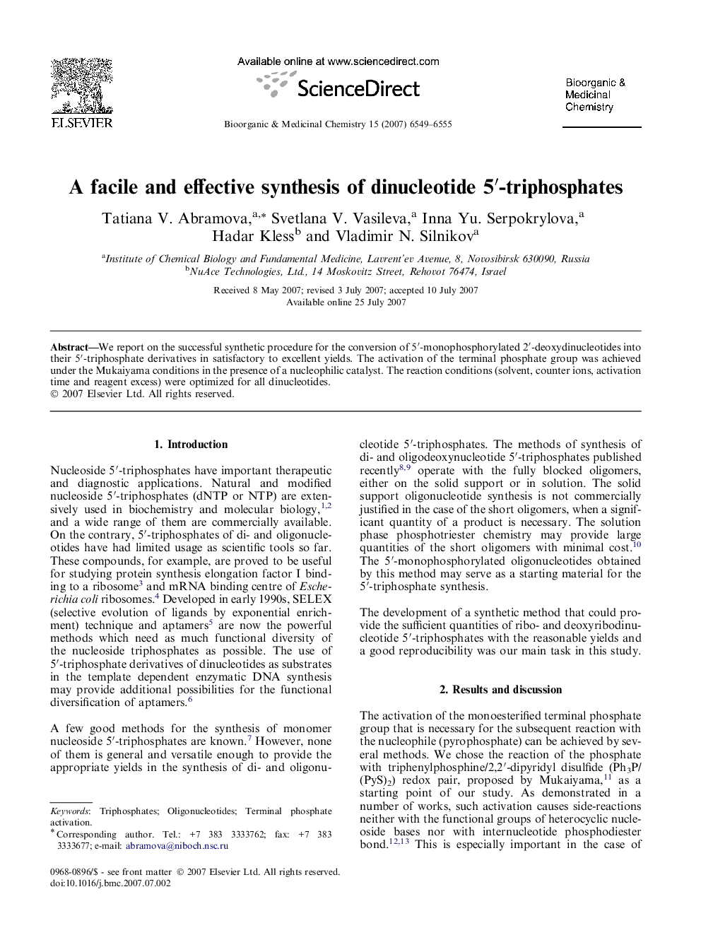 A facile and effective synthesis of dinucleotide 5′-triphosphates