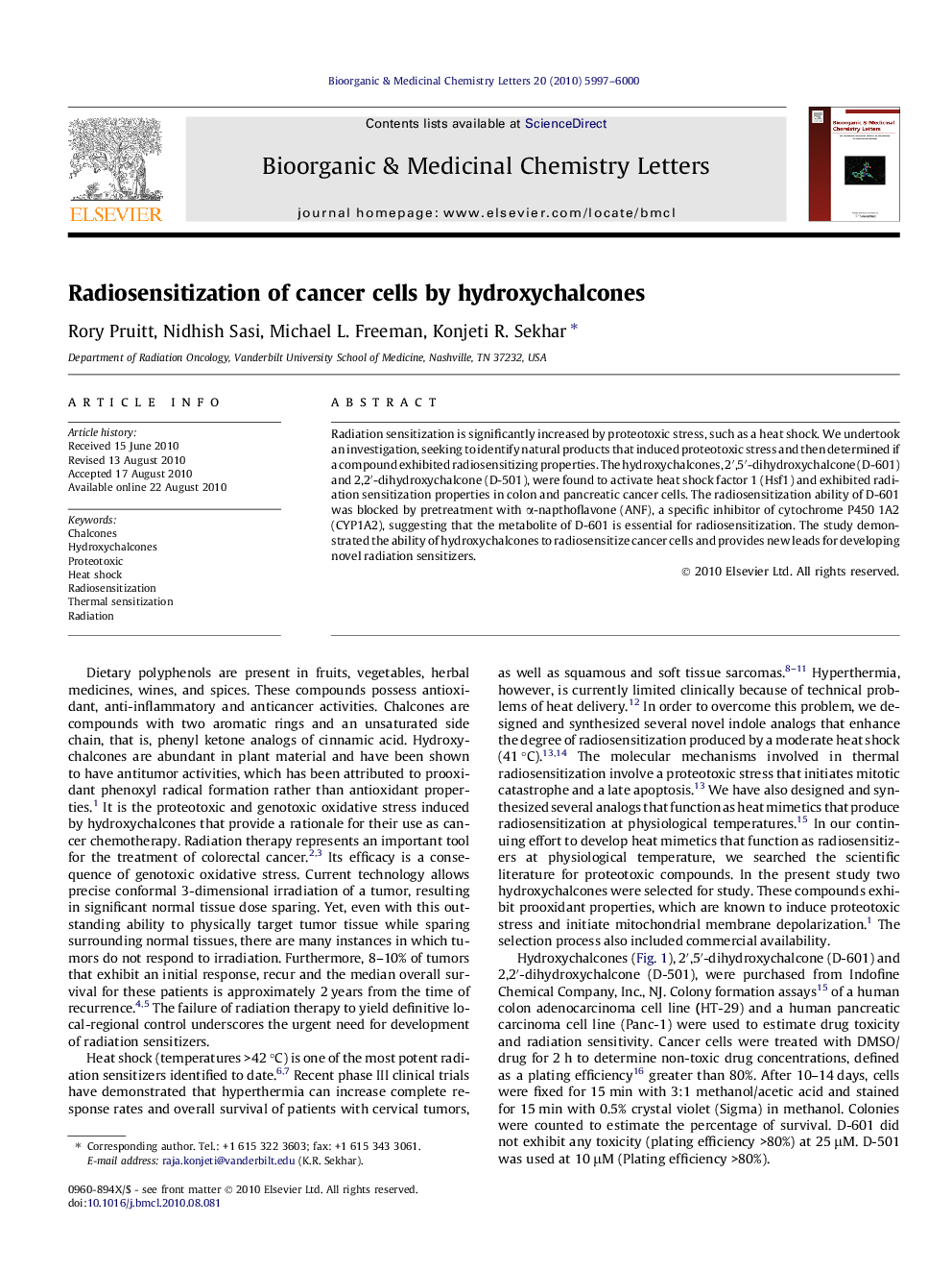 Radiosensitization of cancer cells by hydroxychalcones