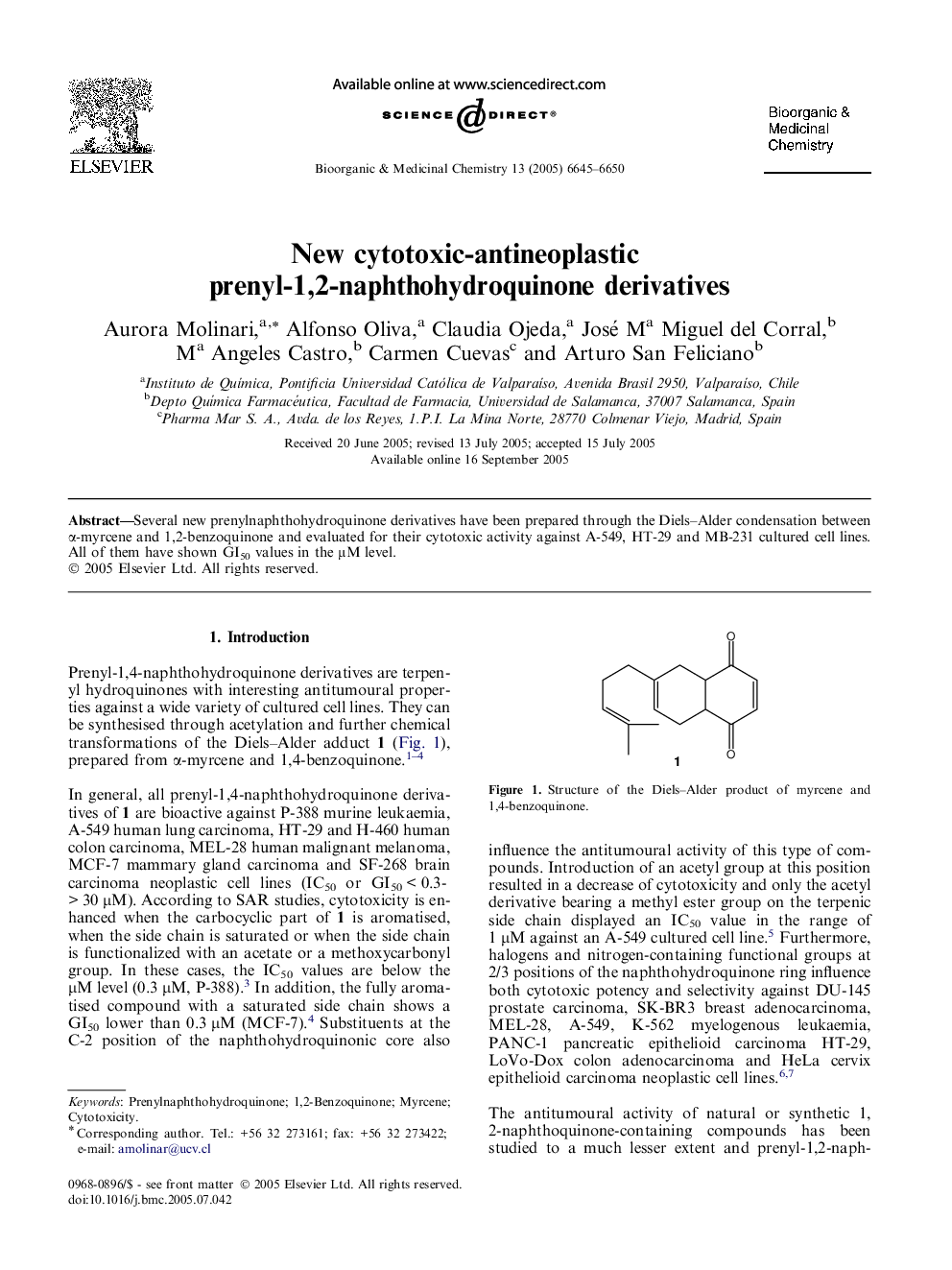 New cytotoxic-antineoplastic prenyl-1,2-naphthohydroquinone derivatives