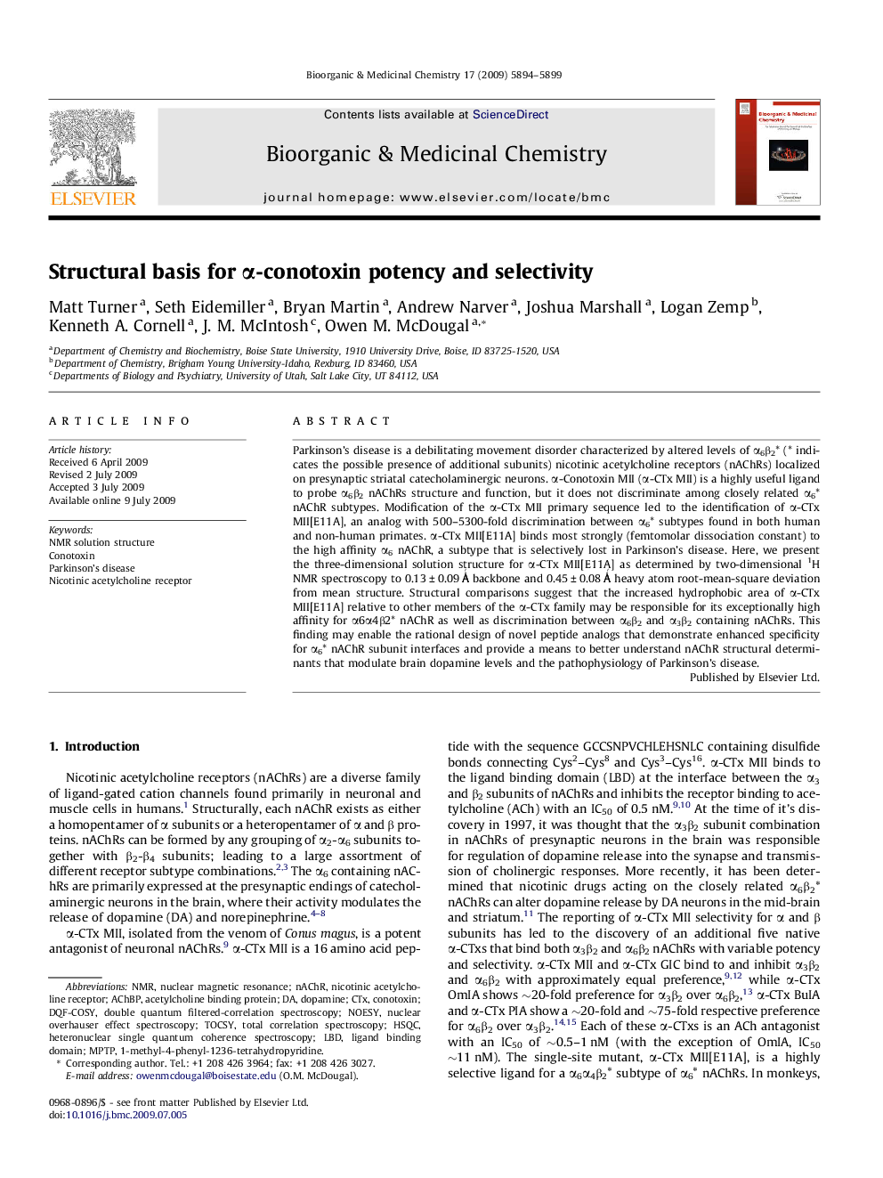 Structural basis for α-conotoxin potency and selectivity